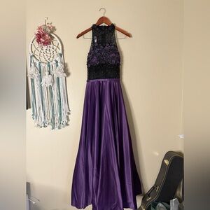Dave & Johnny Gown Maxi Dress Purple Black Size 5/6